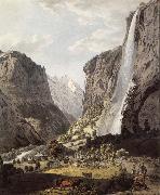 Franz Niklaus Konig The Fall of the Staubbach,dans the Vallee of Lauterbrunnen oil on canvas